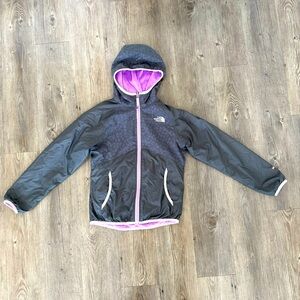 The North Face Reversible Kids Fleece Purple Gray Coat Size Medium